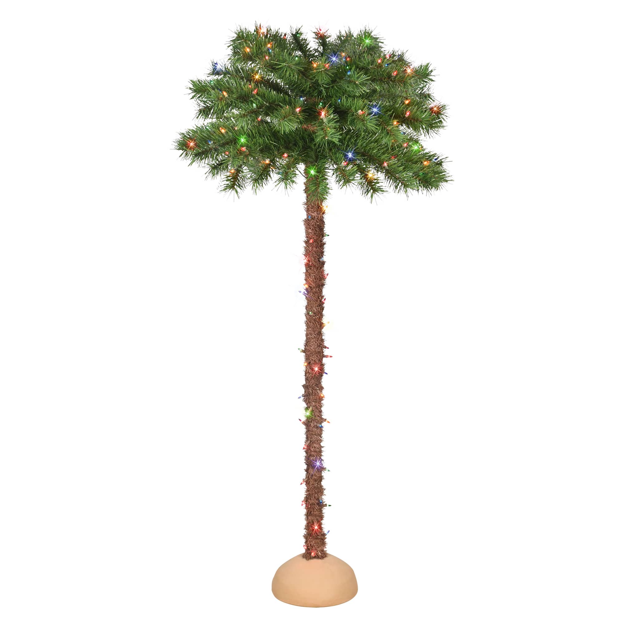 5ft. Pre-Lit Green Artificial Palm Tree with 150 Multi-Color Lights